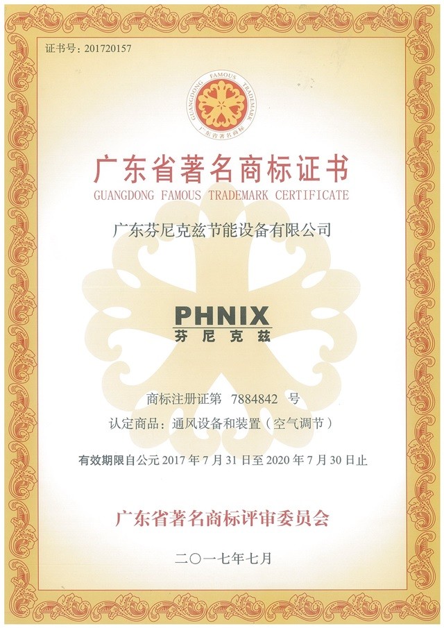 廣東省著名商標(biāo)證書